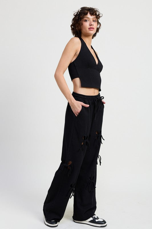 French Terry Pants with Cutout Detail Lounge Pants