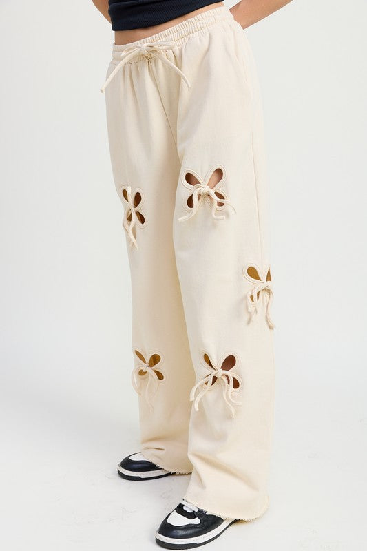 French Terry Pants with Cutout Detail Lounge Pants