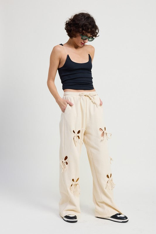 French Terry Pants with Cutout Detail Lounge Pants