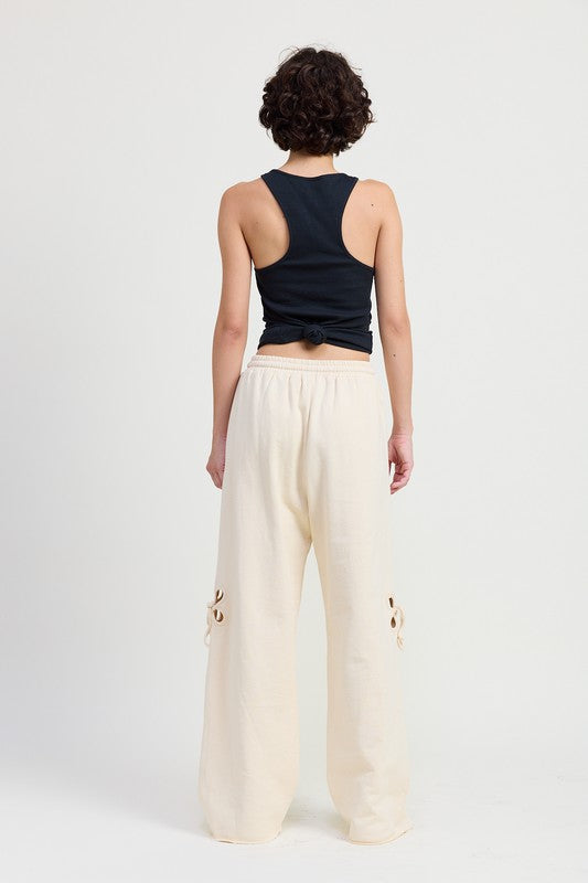 French Terry Pants with Cutout Detail Lounge Pants