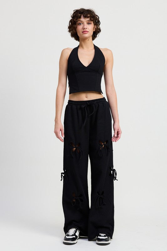 French Terry Pants with Cutout Detail Lounge Pants