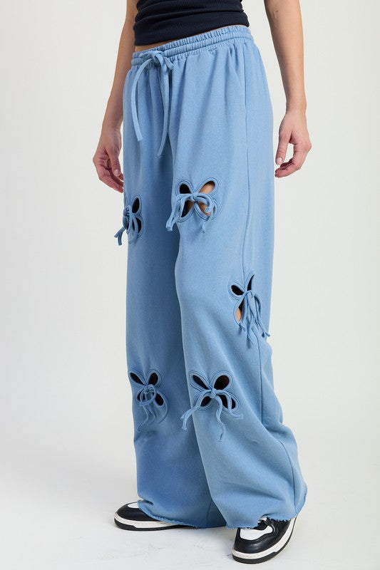 French Terry Pants with Cutout Detail Lounge Pants