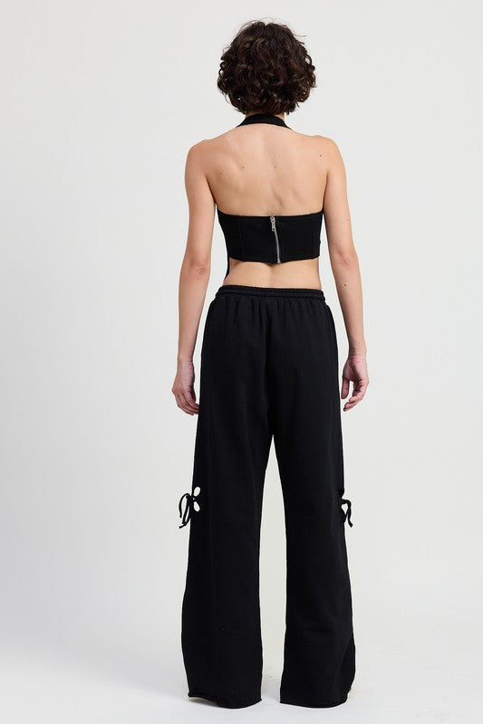 French Terry Pants with Cutout Detail Lounge Pants