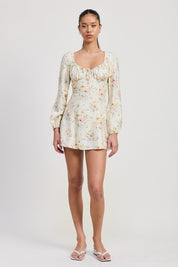 MINI LONG SLEEVE FLORAL DRESS