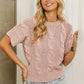 BiBi Cable Knit Sweater Top in Dusty Rose with Distressed Jeans