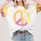 SAGE + FIG Color Block Peace Applique T-Shirt - DAVERRI FASHIONS