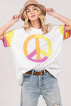 SAGE + FIG Color Block Peace Applique T-Shirt - DAVERRI FASHIONS