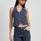 FOLDED FITTED DENIM PANTS