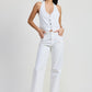 FOLDED FITTED DENIM PANTS WHITE