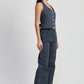 FOLDED FITTED DENIM PANTS