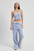 DOUBLE WAIST STRAIGHT LEG PANTS FLANNEL GREY COMBO