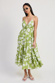 Emory Park Spaghetti Strap Floral Flare Maxi Dress AVOCADO Maxi Dresses