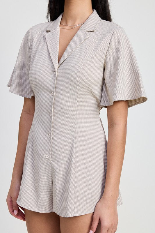 Emory Park Collared Romper with Back Tie Rompers