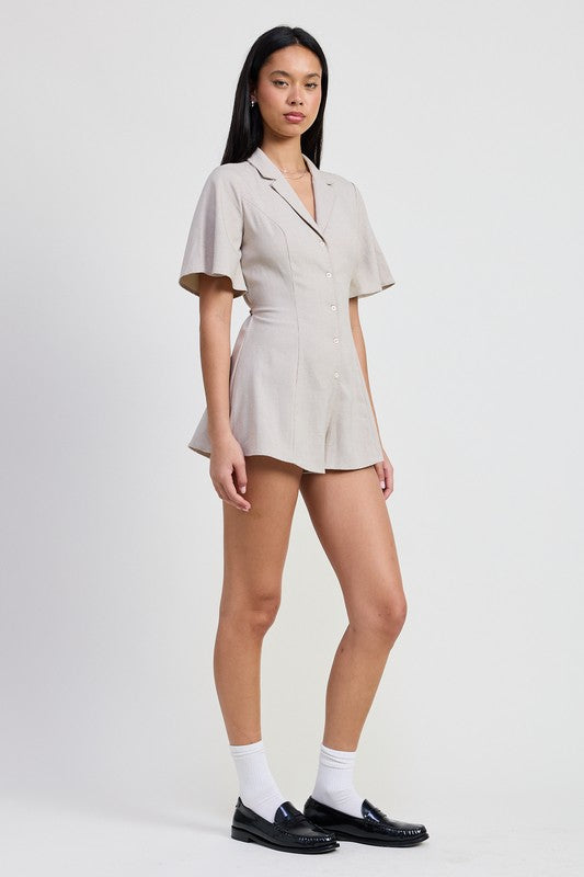 Emory Park Collared Romper with Back Tie Rompers