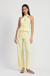 Emory Park Pale Yellow Linen Belted Trousers PALE YELLOW Trousers