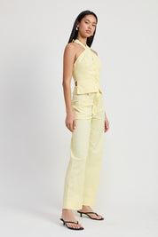 Emory Park Pale Yellow Linen Belted Trousers Trousers