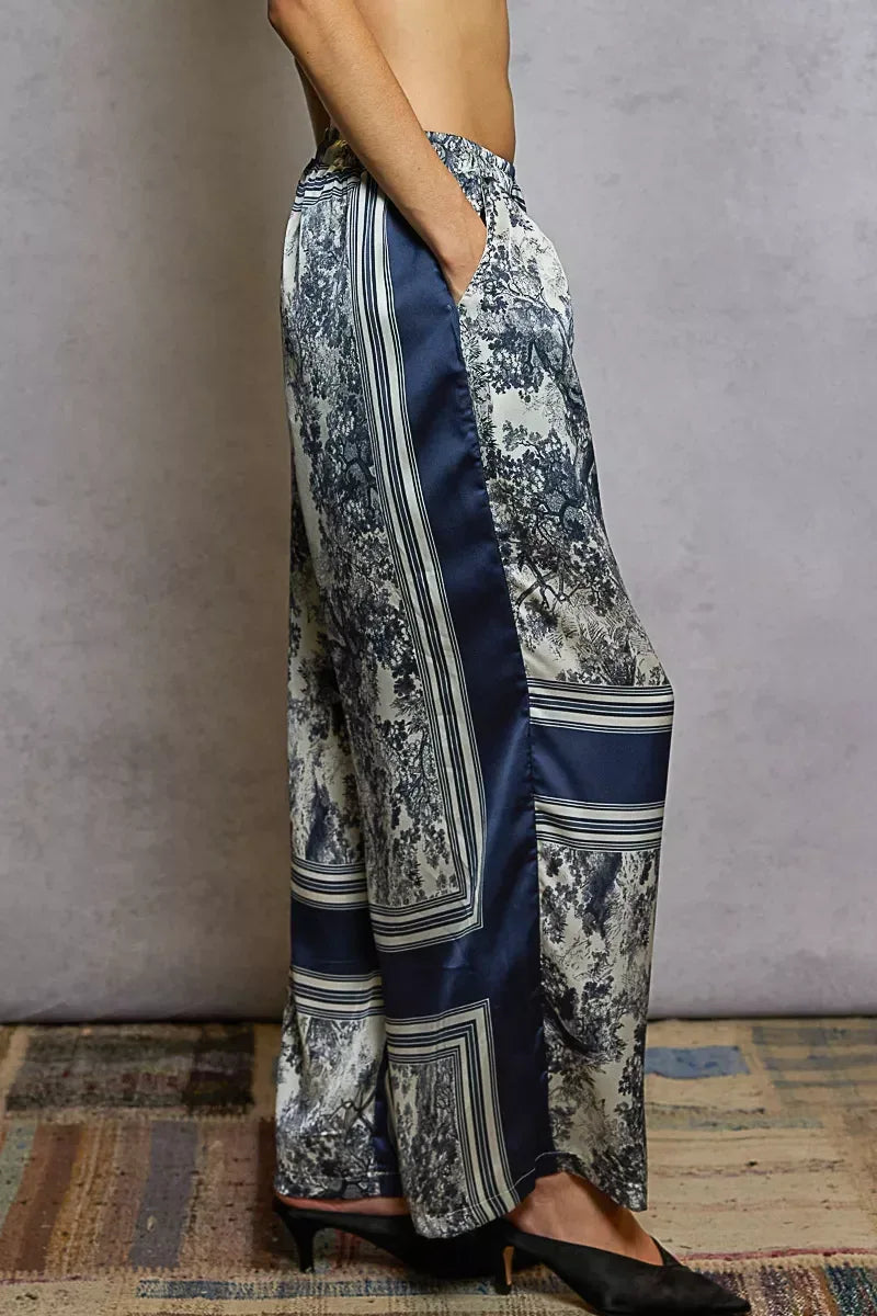 POL Floral Printed Woven Wide Leg Drawstring Pants - DAVERRI FASHIONS