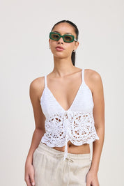 CROCHET LACE TOP WHITE