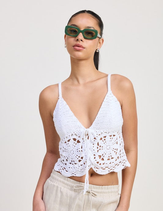 CROCHET LACE TOP WHITE