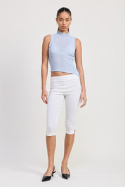 SLEEVELESS ASYMMETRICAL HIGH NECK TOP