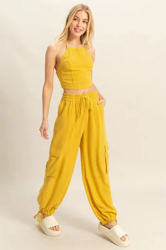 HYFVE Crop Top and Cargo Pants Set Outfit Sets