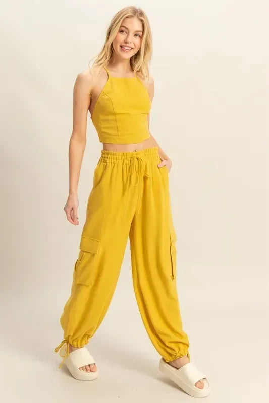 HYFVE Crop Top and Cargo Pants Set - DAVERRI FASHIONS