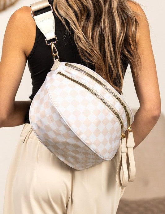 Frankie Oversize Double Zip Print Crescent Sling | Daverri Fashions