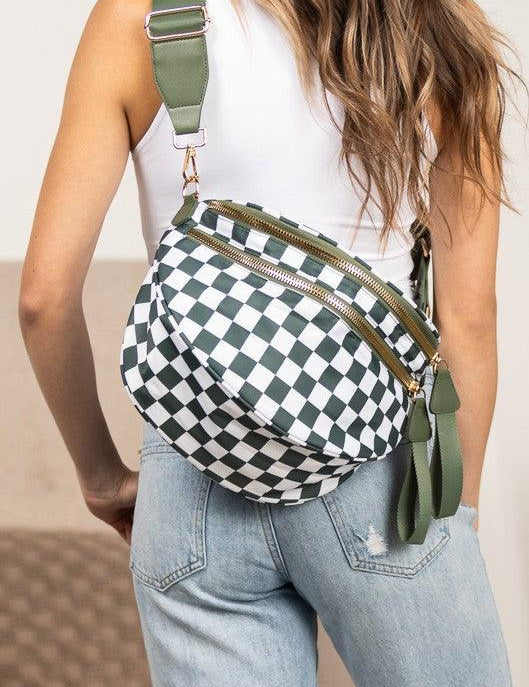 Frankie Oversize Double Zip Print Crescent Sling | Daverri Fashions