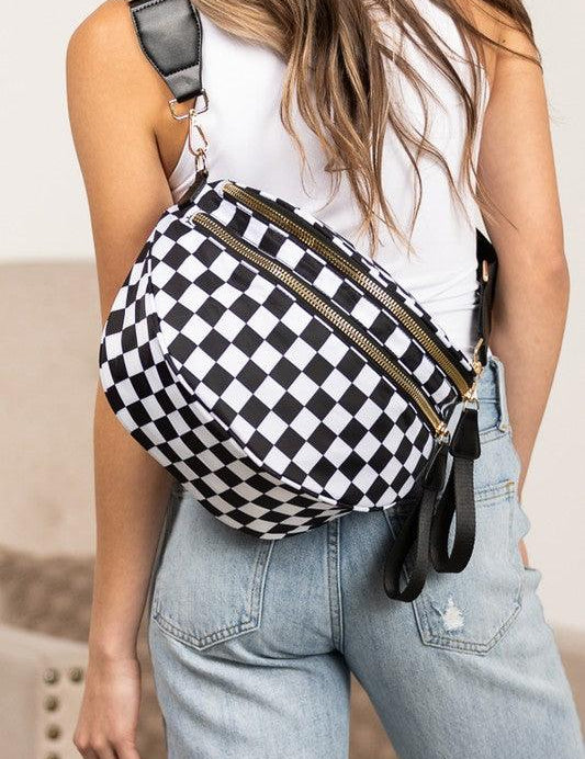 Frankie Oversize Double Zip Print Crescent Sling | Daverri Fashions