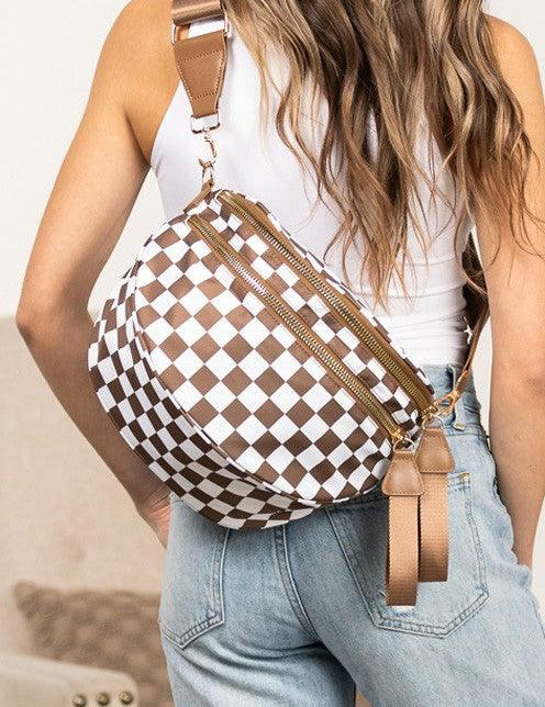 Frankie Oversize Double Zip Print Crescent Sling | Daverri Fashions