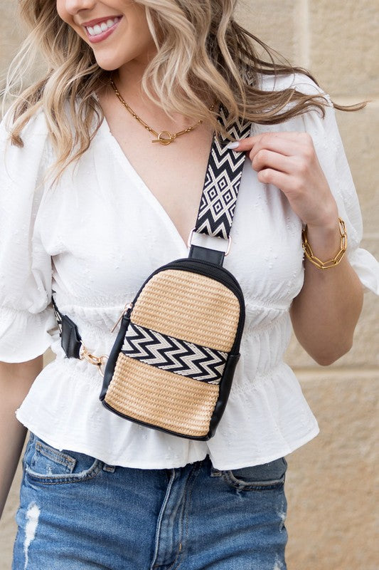 Woven Guitar Strap Sling Bag Black OneSize Sling Bags