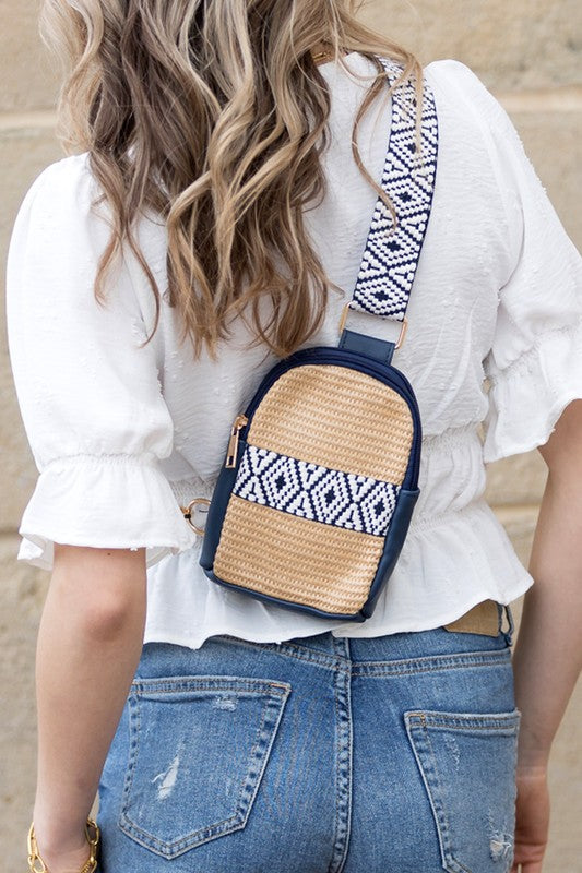 Woven Guitar Strap Sling Bag Navy OneSize Sling Bags