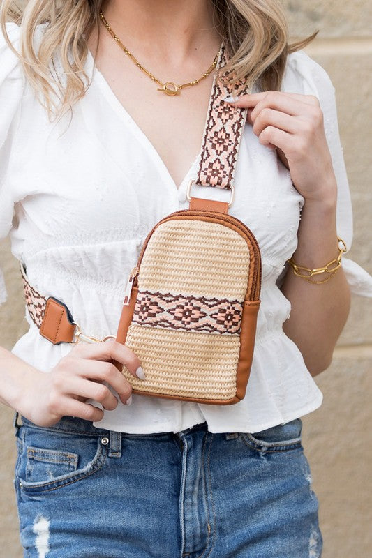 Woven Guitar Strap Sling Bag Mocha OneSize Sling Bags