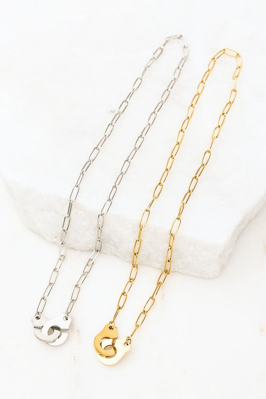 18K STAINLESS STEEL HANDCUFF NECKLACE
