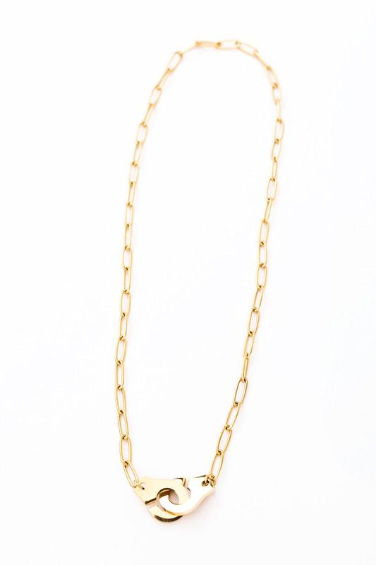 18K STAINLESS STEEL HANDCUFF NECKLACE