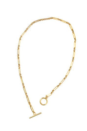 18K stainless steel toggle chain necklace with gold paperclip design