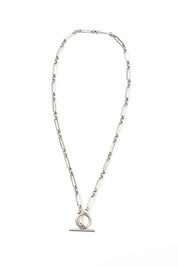 18K stainless steel toggle chain necklace with silver interlocking links