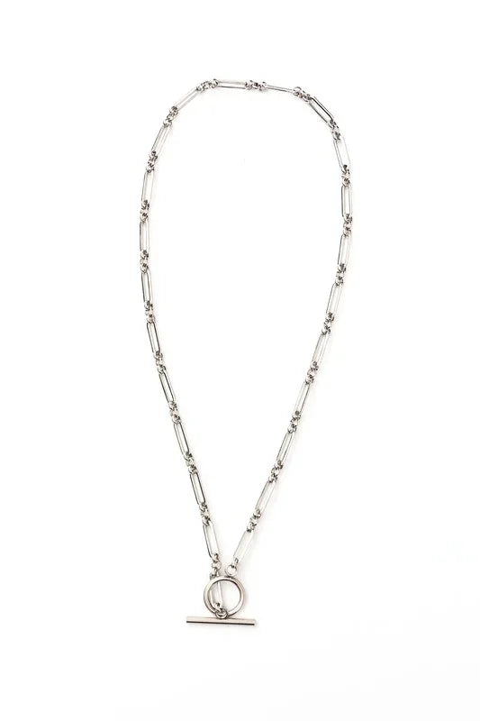18K stainless steel toggle chain necklace with silver interlocking links