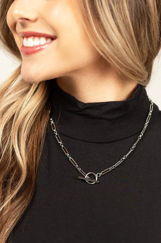 18K STAINLESS STEEL TOGGLE CHAIN NECKLACE - DAVERRI FASHIONS
