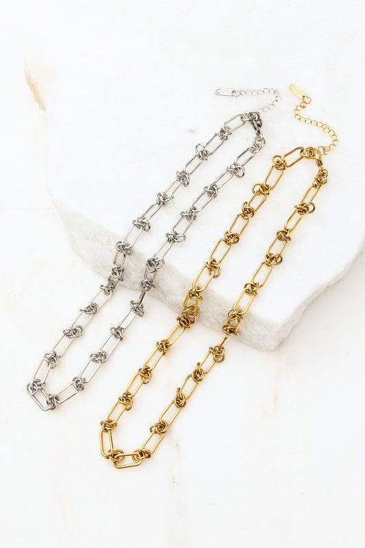 18K STAINLESS STEEL BARBED WIRE CHAIN NECKLACE