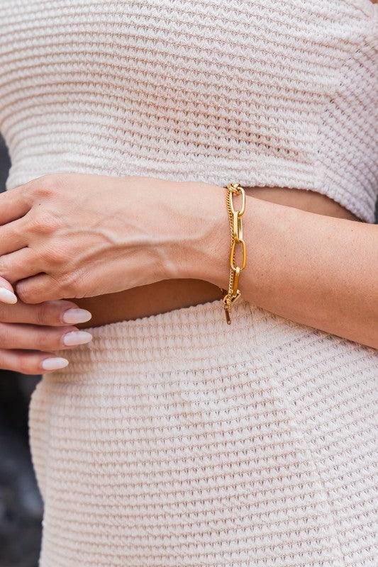 18K STAINLESS STEEL LAYERED PAPERCLIP BRACELET | Daverri Fashions