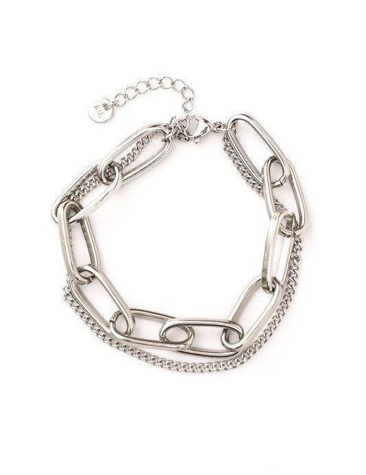 18K STAINLESS STEEL LAYERED PAPERCLIP BRACELET | Daverri Fashions