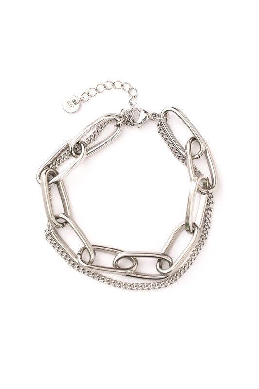 18K STAINLESS STEEL LAYERED PAPERCLIP BRACELET | Daverri Fashions