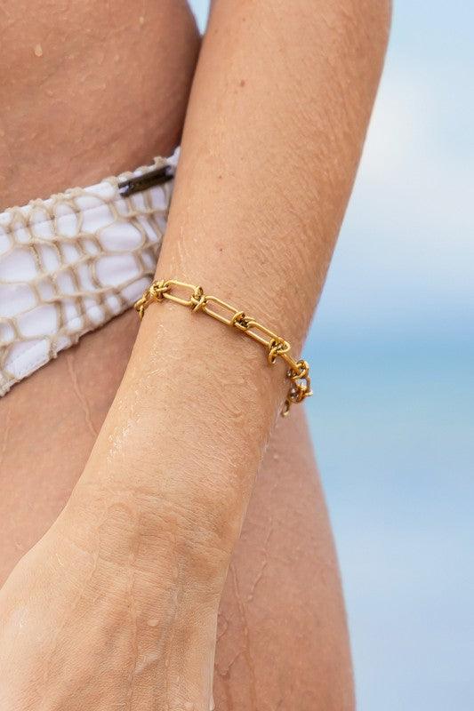 18K STAINLESS STEEL BARBED WIRE CHAIN BRACELET Gold OneSize