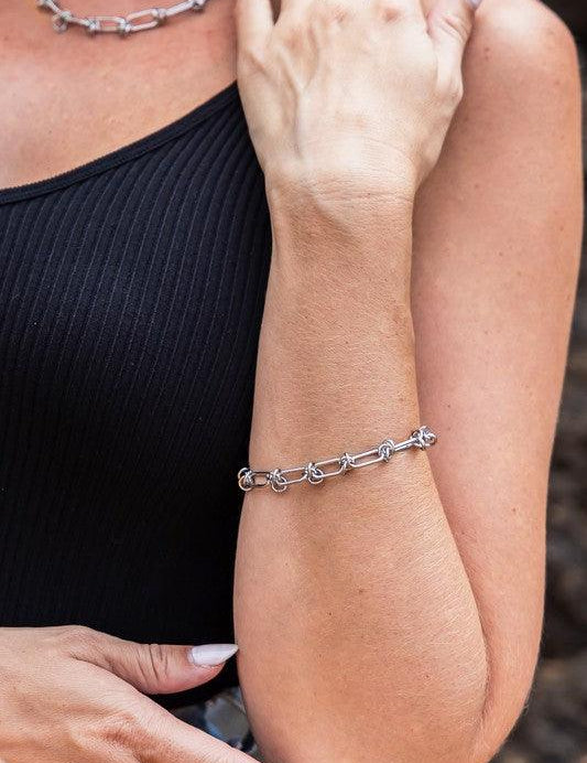 Silver OneSize 18K STAINLESS STEEL BARBED WIRE CHAIN BRACELET | Daverri Fashions
