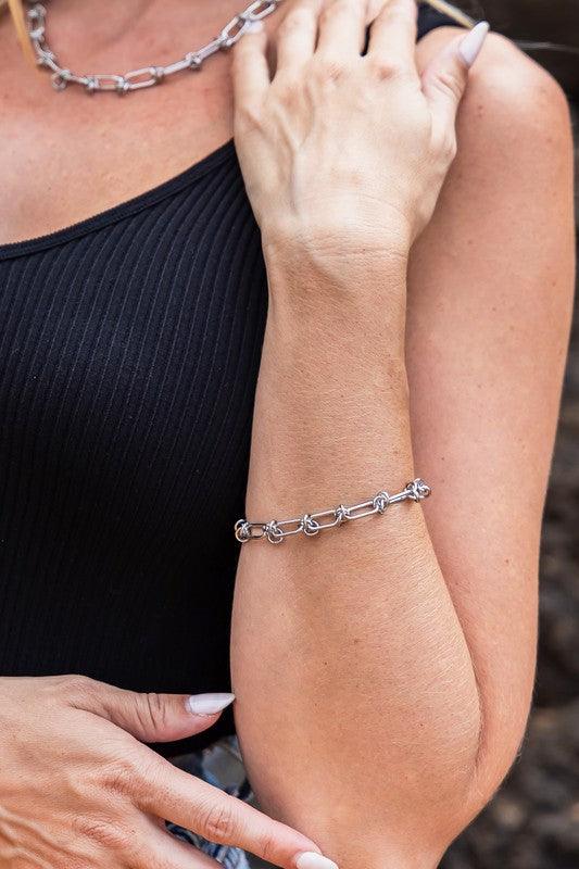 18K STAINLESS STEEL BARBED WIRE CHAIN BRACELET Silver OneSize
