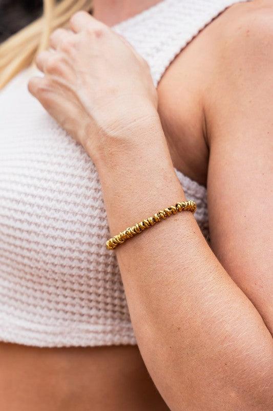 18K STAINLESS STEEL TWISTED BEAD BRACELET | Daverri Fashions