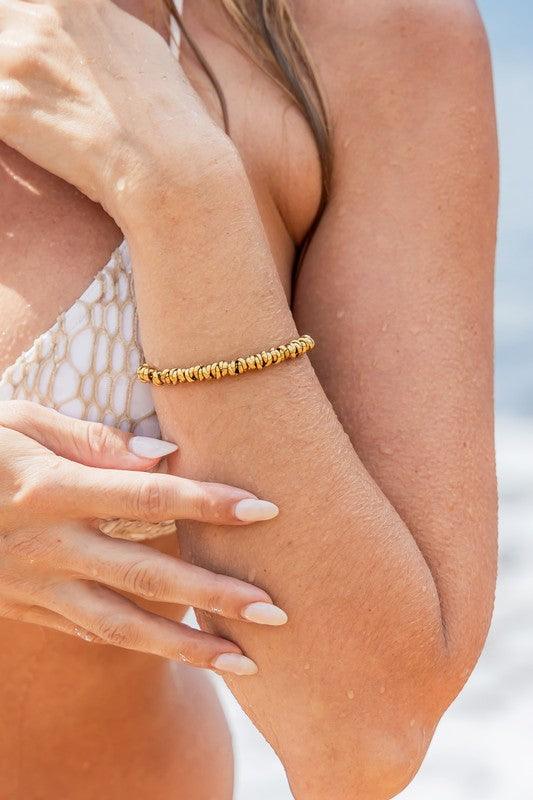 18K STAINLESS STEEL TWISTED BEAD BRACELET | Daverri Fashions