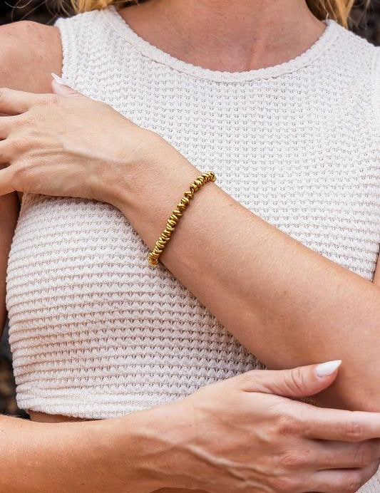 18K STAINLESS STEEL TWISTED BEAD BRACELET | Daverri Fashions