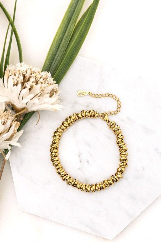 18K STAINLESS STEEL TWISTED BEAD BRACELET